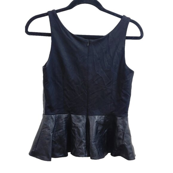 Amanda Uprichard Black Leather Peplum Top Women’s S Sleeveless Zip Back - Picture 9 of 13